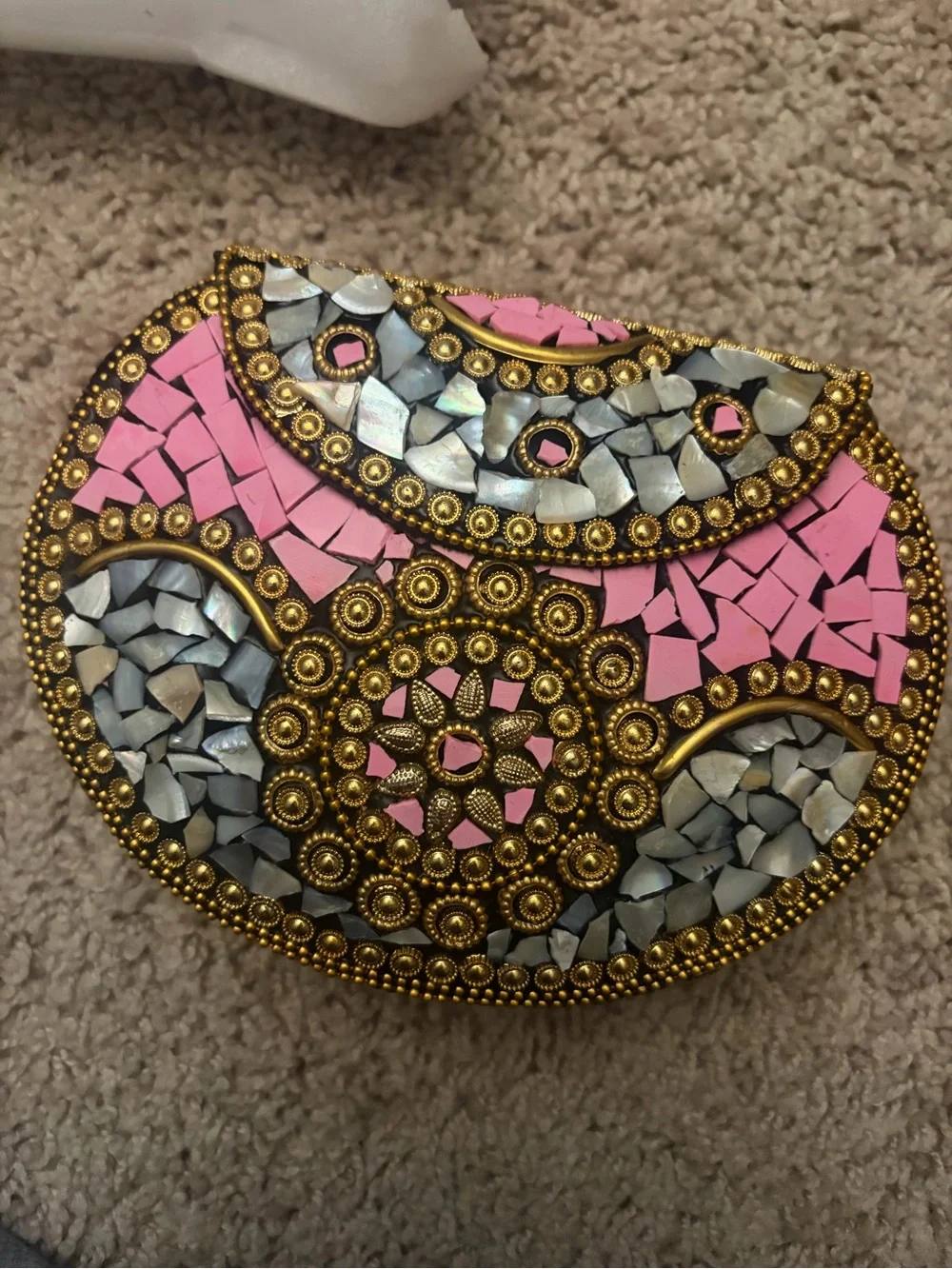 Brand new Ramla Pink Mosaic Crossbody Bag with Gold Accents